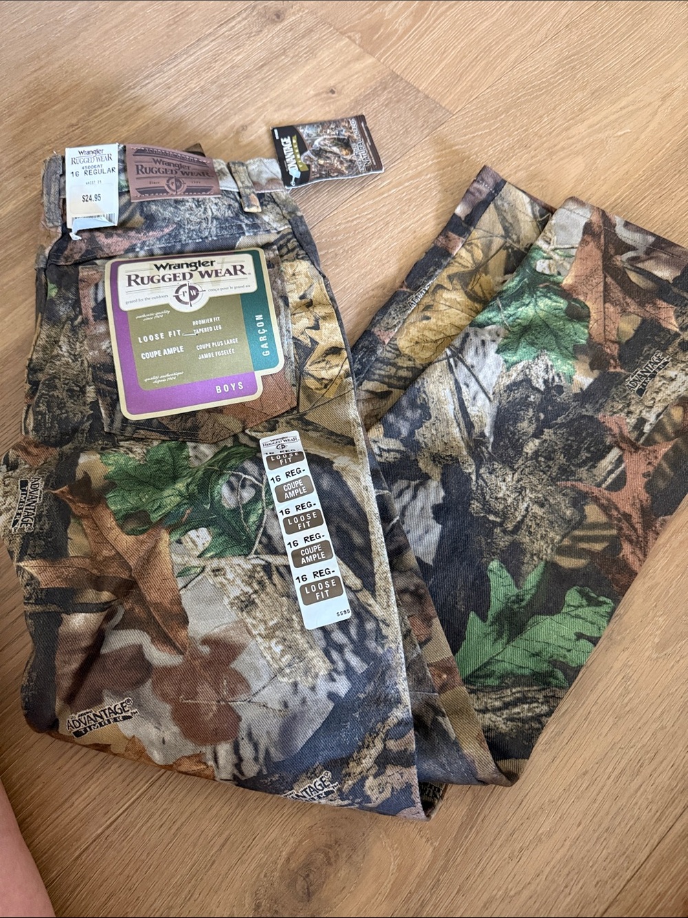 Wrangler Rugged Wear Boys Camo Cargo Pants - Brown/Green